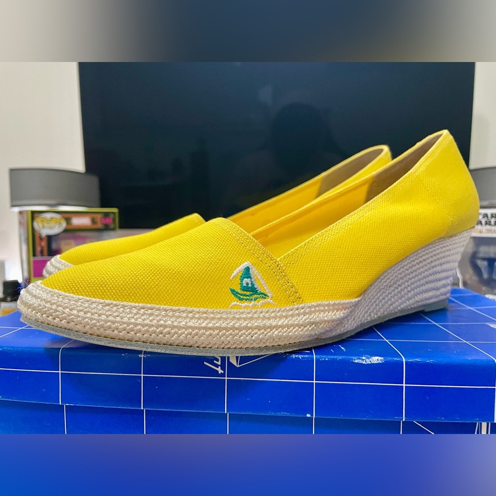 NORDSTROM NORSPORT Yellow VTG 80'S WOMENS USA 9.5 CANVAS WEDGE SHOES